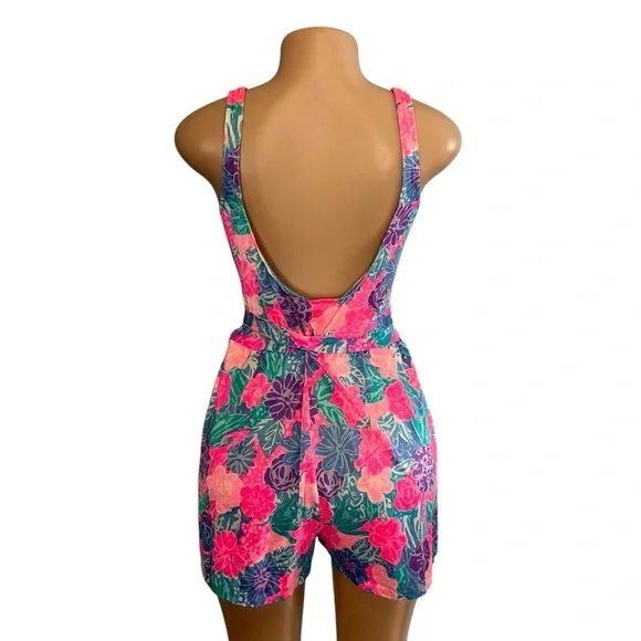 Maxine of Hollywood Vintage Playsuit Pink and Teal Blue - Picture 6 of 8